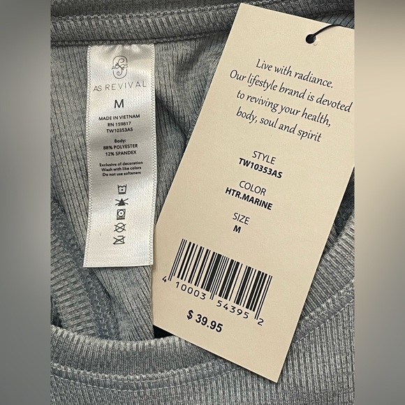 AS REVIVAL ~Gray Fitted Crop Tank Top NWT Medium - Picture 10 of 10